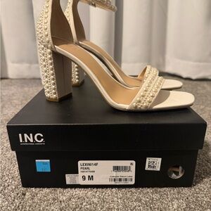 INC International Concepts Women's Pearl Embellished Heels - White